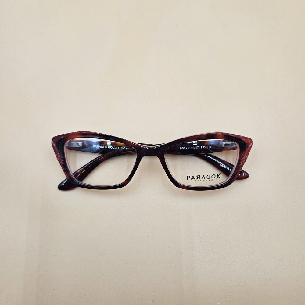 Paradox Collection Womens Cateye Eyeglass Frames P5021 Red Tortoise 52-17-135